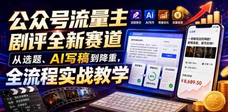 公众号流量主剧评全新赛道,从选题、AI写稿到降重,全流程实战教学-OG资源站