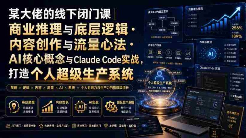 某大佬的线下闭门课|商业推理与底层逻辑・内容创作与流量心法・AI核心概念与Claude Code实战,打造个人超级生产系统【录音+图片】-OG资源站