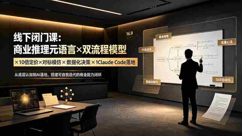 （19381期）线下闭门课：商业推理元语言×双流程模型×10倍定价×对标模仿×数据化决策×Claude Code落地，击穿认知盲区-OG资源站