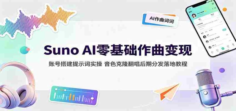 Suno AI零基础作曲变现:账号搭建提示词实操,音色克隆翻唱后期分发落地教程-OG资源站