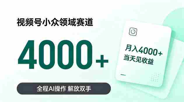 视频号小众领域赛道,月入4k+当天见收益,全程Ai操作,解放双手!【揭秘】-OG资源站