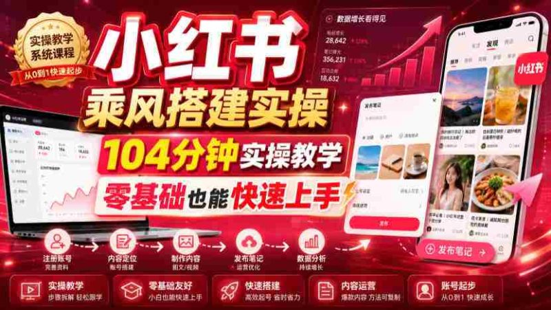 小红书乘风搭建实操,104分钟实操教学,零基础也能快速上手-OG资源站