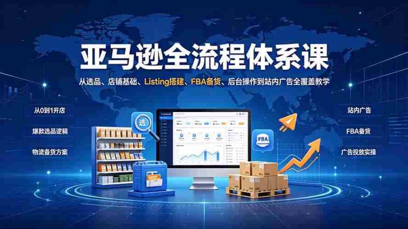 （19409期）亚马逊全流程体系课：从选品、店铺基础、Listing搭建、FBA备货、后台操作到站内广告全覆盖教学-OG资源站