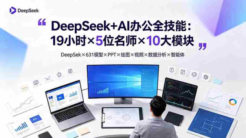 (19411期)DeepSeek+AI办公全技能:19小时×5位名师×10大模块,DeepSeek×631模型×PPT×绘图×视频×数据分析×智能体-OG资源站