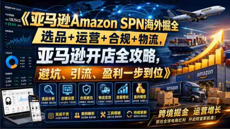 亚马逊Amazon SPN海外掘全,选品+运营+合规+物流,亚马逊开店全攻略,避坑、引流、盈利一步到位-OG资源站