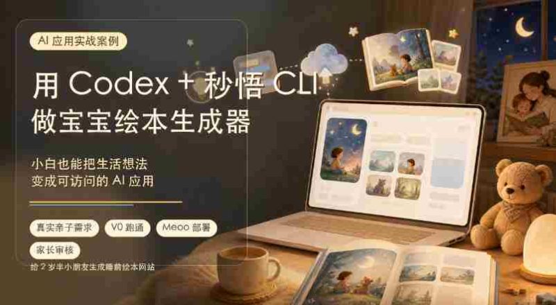 (19415期)AI应用实战案例,用Codex+秒悟CLl做宝宝绘本生成器,小白也能把生活想法变成可访问的AI应用-OG资源站