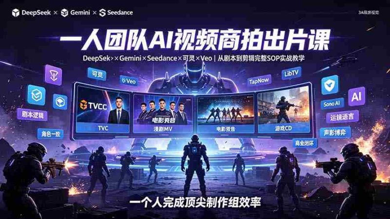 (19417期)一人团队AI视频商拍出片课:DeepSeek×Gemini×Seedance×可灵×Veo,从剧本到剪辑完整SOP实战教学-OG资源站