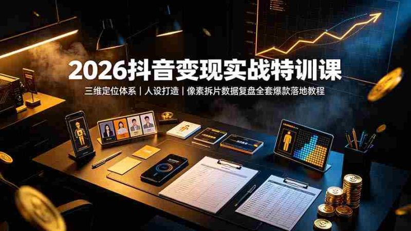 (19419期)2026抖音变现实战特训课:三维定位体系|人设打造|像素拆片数据复盘全套爆款落地教程-OG资源站