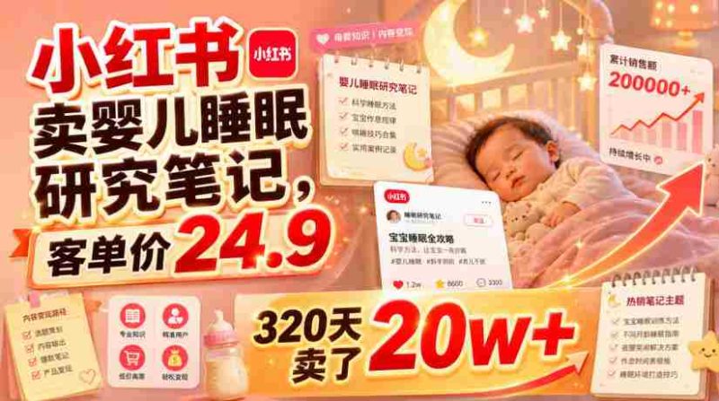 小红书卖婴儿睡眠研究笔记,客单价24.9,320天卖了20w+-OG资源站