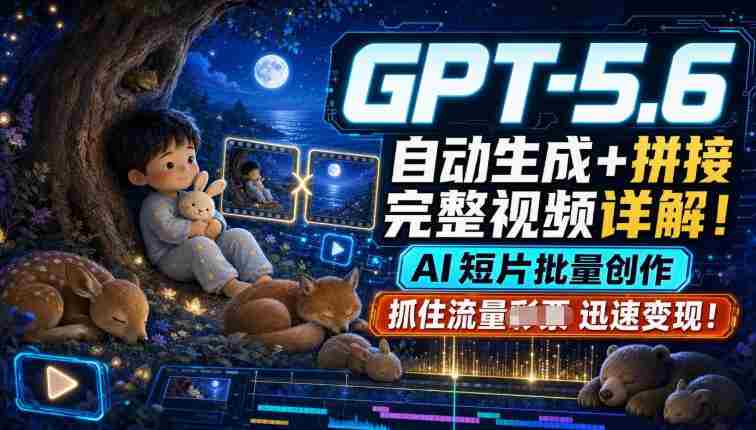GPT-5.6自动生成＋拼接完整视频详解，AI短片批量创作，抓住流量迅速变现！-OG资源站