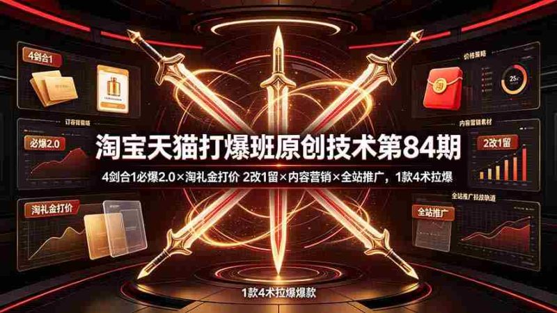 （19428期） 淘宝天猫打爆班原创技术第84期：4剑合1必爆2.0×淘礼金打价×2改1留×内容营销×全站推广，1款4术拉爆-OG资源站