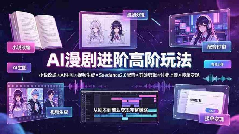 （19430期）AI漫剧进阶高阶玩法：小说改编×AI生图×视频生成×Seedance2.0配音×剪映剪辑×付费上传×接单变现-OG资源站