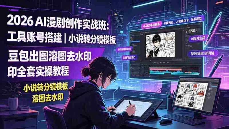 (19433期)2026AI漫剧创作实战班:工具账号搭建|小说转分镜模板|豆包出图溶图去水印全套实操教程-OG资源站