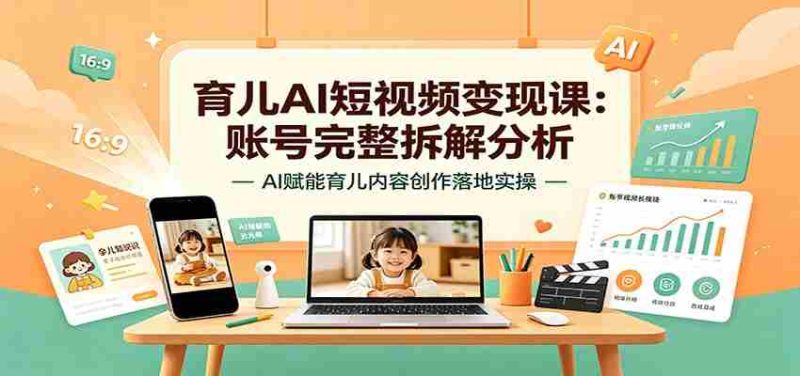 育儿AI短视频变现课:账号完整拆解分析,AI赋能育儿内容创作落地实操-OG资源站