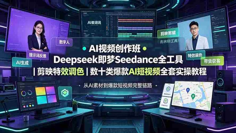 （19454期）AI视频创作班◆Deepseek即梦Seedance全工具｜剪映特效调色｜数十类爆款AI短视频全套实操教程-OG资源站