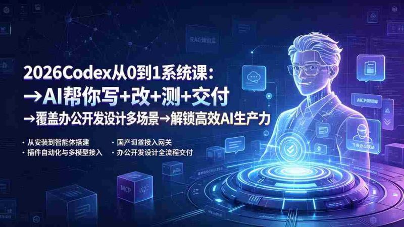 (19461期)2026Codex从0到1系统课:→AI帮你写+改+测+交付→覆盖办公开发设计多场景→解锁高效AI生产力-OG资源站