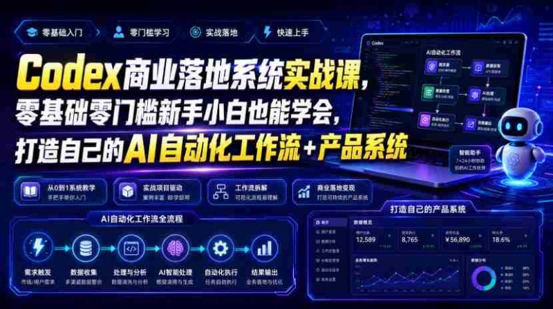 Codex商业落地系统实战课,零基础零门槛新手小白也能学会,打造自己的AI自动化工作流+产品系统-OG资源站