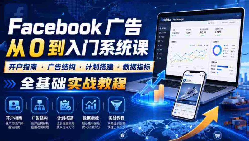 Facebook广告新手从0到入门系统课｜开户指南・广告结构・计划搭建・数据指标全基础实战教程-OG资源站