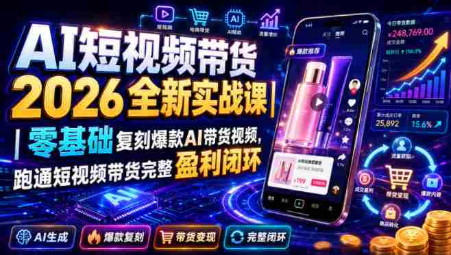 AI短视频带货2026全新实战课｜零基础复刻爆款AI带货视频，跑通短视频带货完整盈利闭环-OG资源站