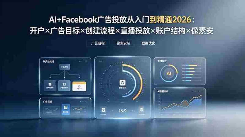 （19465期）AI+Facebook广告投放从入门到精通2026：开户×广告目标×创建流程×直播投放×账户结构×像素安装×AI赋能-OG资源站