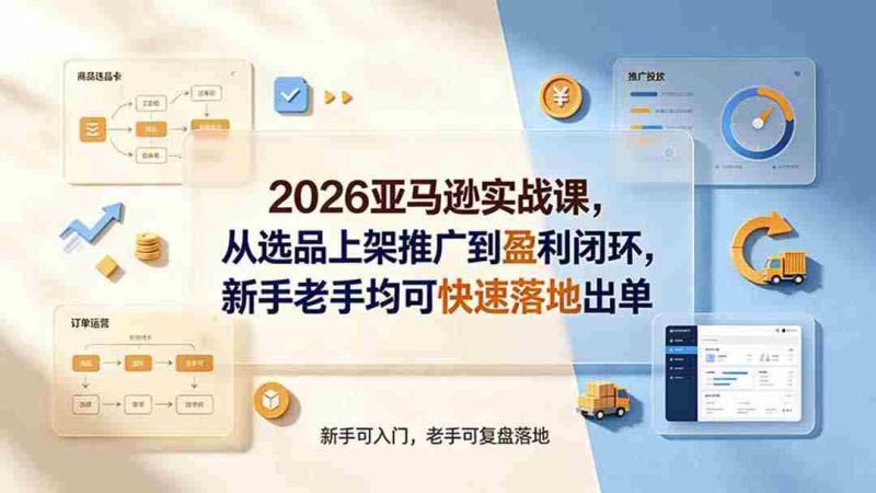 （19467期）2026亚马逊实战课，从选品上架推广到盈利闭环，新手老手均可快速落地出单-OG资源站