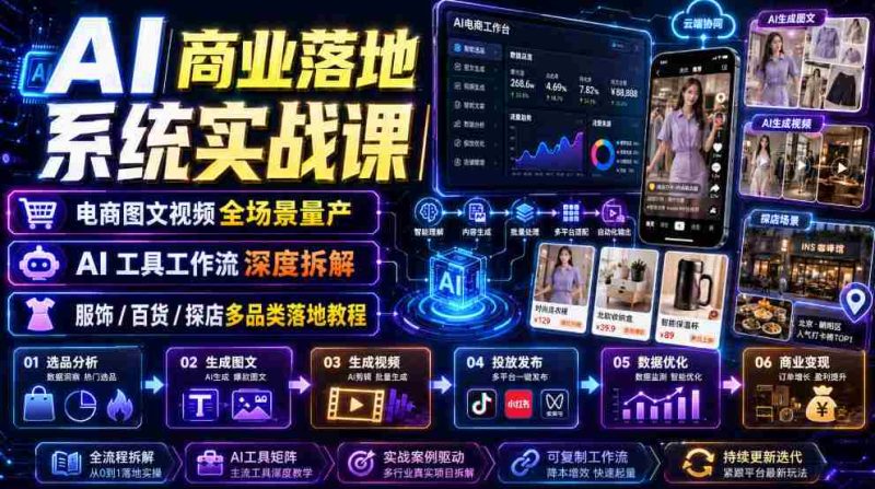 AI商业落地系统实战课｜电商图文视频全场景量产・AI工具工作流深度拆解・服饰/百货/探店多品类落地教程-OG资源站