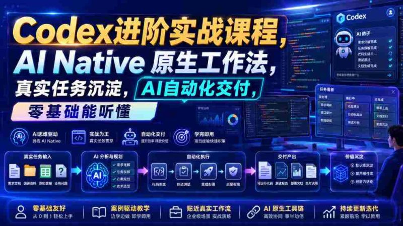 Codex进阶实战课｜AI Native原生工作法，22节真实任务落地，从配置到AI自动化交付全链路教程-OG资源站