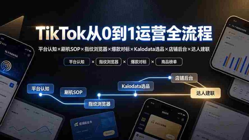 (19480期)TikTok从0到1运营全流程:平台认知×刷机SOP×指纹浏览器×爆款对标×Kalodata选品×店铺后台×达人建联-OG资源站