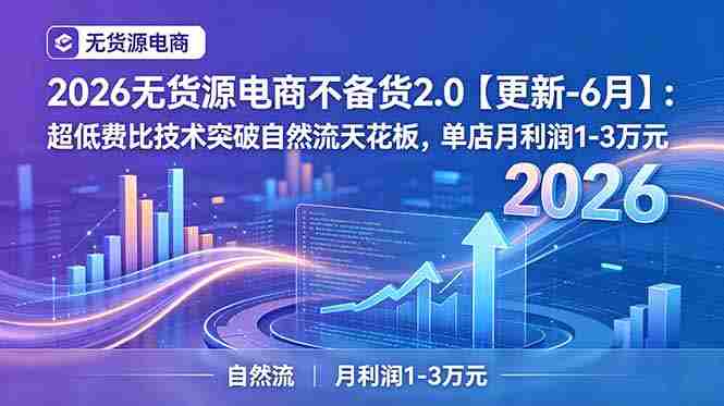 （19483期）2026无货源电商不备货2.0【更新-7月】：超低费比技术突破自然流天花板，单店月利润1-3万元-OG资源站