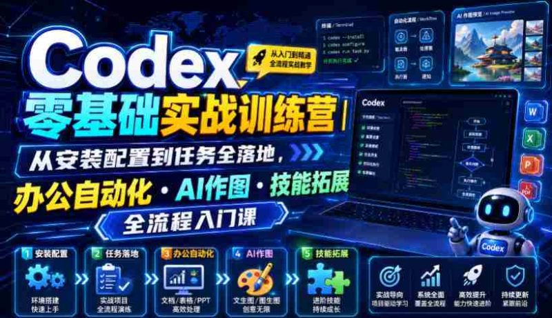 Codex零基础实战训练营｜从安装配置到任务全落地，办公自动化・AI作图・技能拓展全流程入门课-OG资源站