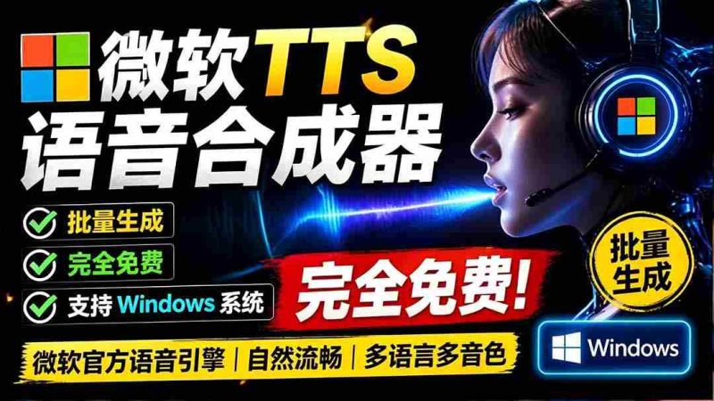 (19494期)微软 TTS 免费语音配音生成器,完全免费,支持多语音、多音色选择,Windows系统专用 TTS语音合成器-OG资源站