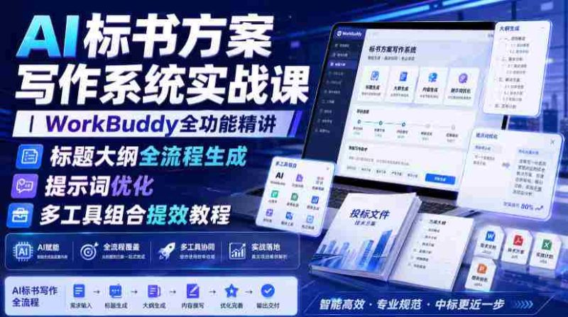 AI标书方案写作系统实战课｜WorkBuddy全功能精讲・标题大纲全流程生成・提示词优化・多工具组合提效教程-OG资源站
