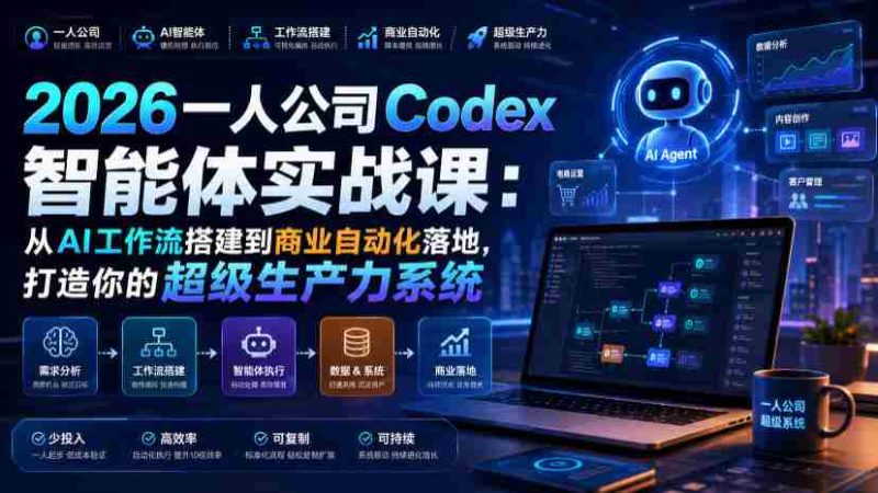 2026一人公司Codex智能体实战课：从AI工作流搭建到商业自动化落地，打造你的超级生产力系统-OG资源站