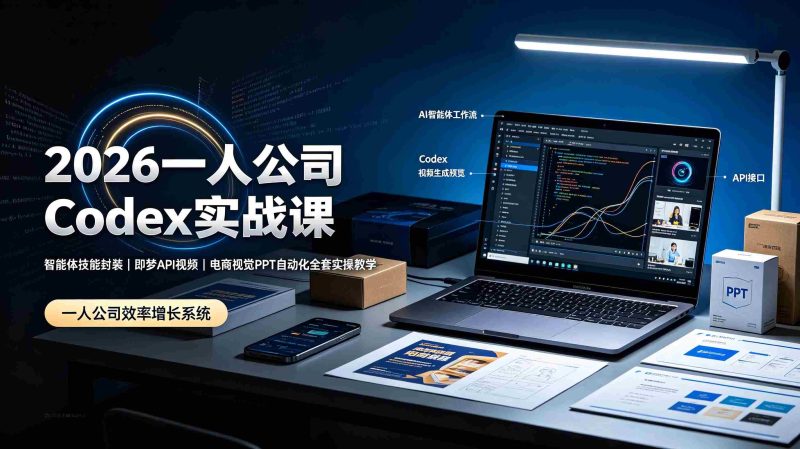 (19503期)2026一人公司Codex实战课◆智能体技能封装|即梦API视频|电商视觉PPT自动化全套实操教学-OG资源站