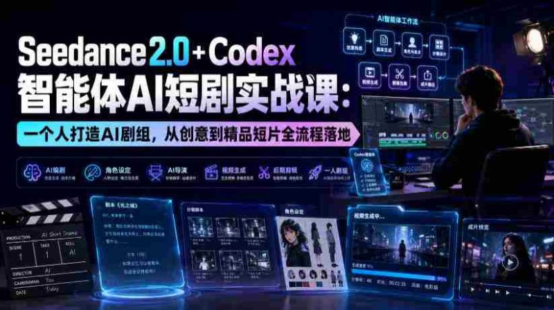 Seedance2.0+Codex智能体AI短剧实战课：一个人打造AI剧组，从创意到精品短片全流程-OG资源站
