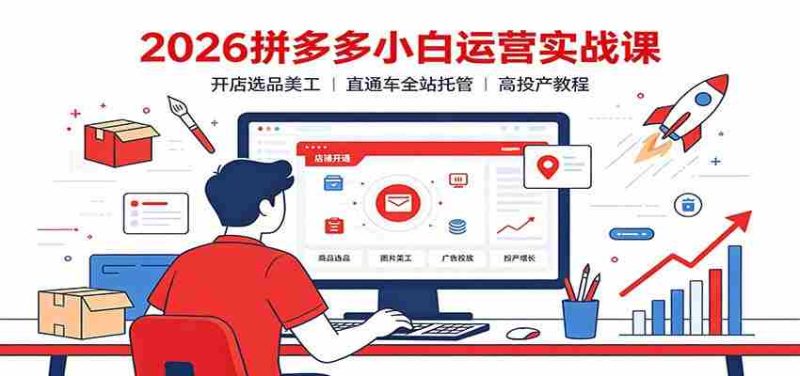 2026拼多多小白运营实战课：开店选品美工，直通车全站托管高投产教程-OG资源站