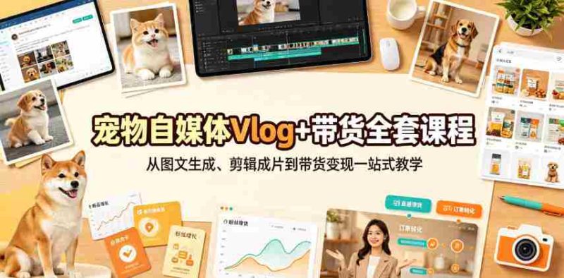 宠物自媒体Vlog+带货全套课程｜从图文生成、剪辑成片到带货变现一站式教学-OG资源站