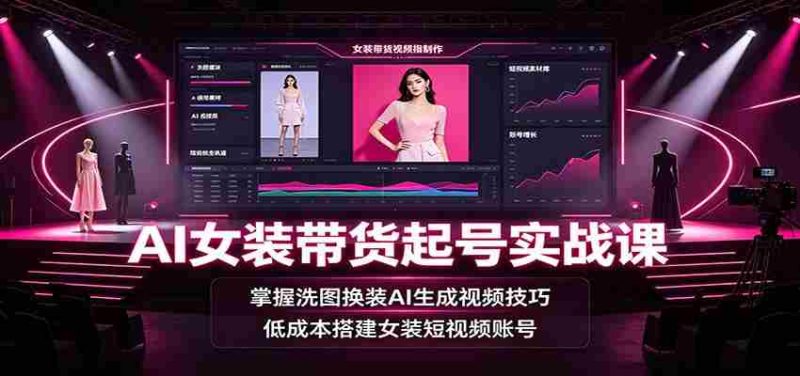 AI女装带货起号实战课:掌握洗图换装AI生成视频技巧,低成本搭建女装短视频账号-OG资源站