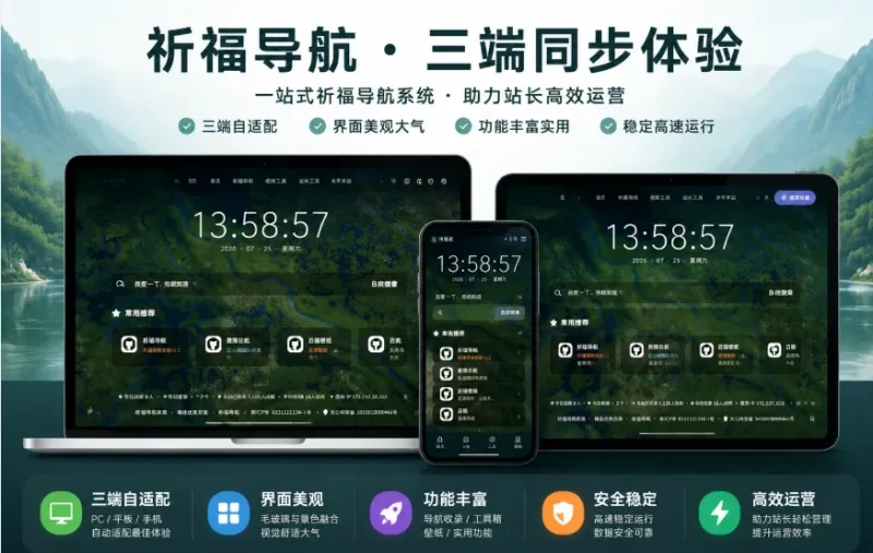 祈福导航系统V1.7 后台重构优化支持前台虚拟在线统计一键获取站点和友联信息 修复bug-OG资源站