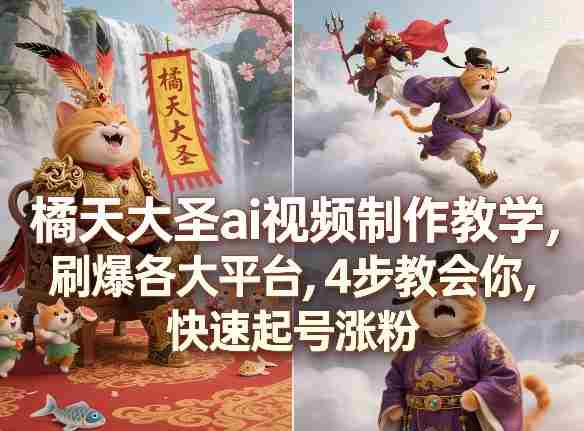 橘天大圣ai视频制作教学，刷爆各大平台，4步教会你，快速起号涨粉-OG资源站