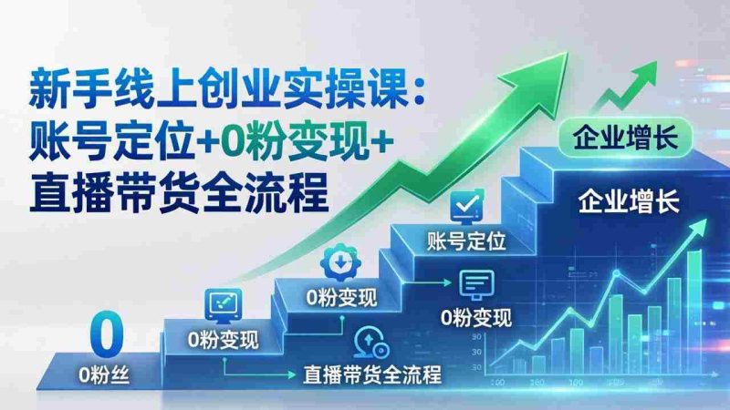 (17831期)新手线上创业实操课:账号定位+0粉变现+直播带货全流程,企业用户增长一步到位-OG资源站