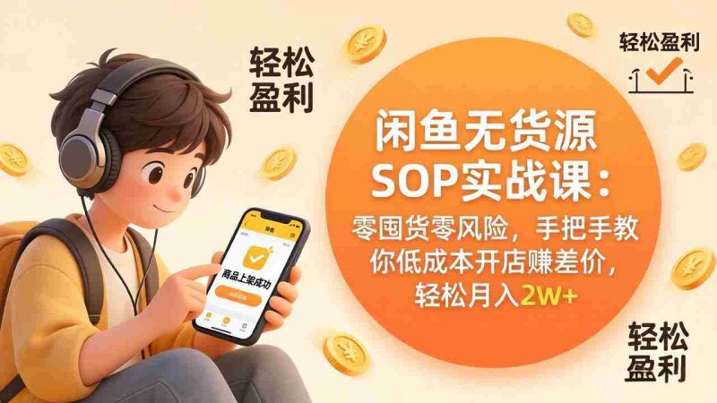 （17838期）闲鱼无货源SOP实战课：零囤货零风险，手把手教你低成本开店赚差价，轻松月入2w+-OG资源站