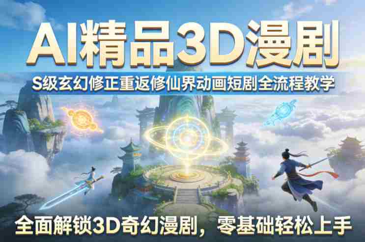 AI精品3D漫剧S级玄幻修正重返修仙界动画短剧全流程教学，全面解锁3D奇幻漫剧，零基础轻松上手-OG资源站