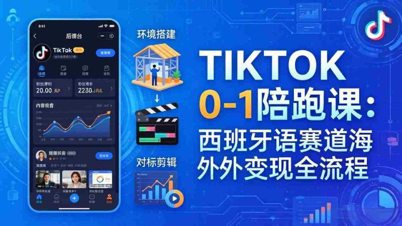 （17908期）TIKTOK 0-1 陪跑课：从环境搭建到刷对标剪辑，西班牙语赛道海外变现全流程-OG资源站