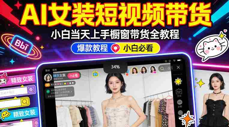 AI女装短视频橱窗带货：小白零门槛当天上手，高佣金爆款轻松賺！-OG资源站