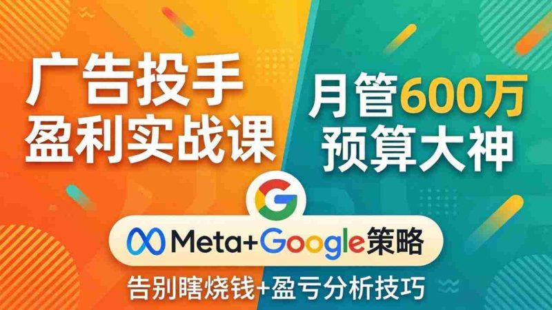 （17925期）广告投手盈利实战课：月管600万预算大神，带你告别瞎烧钱，Meta+Google策略+盈亏分析-OG资源站