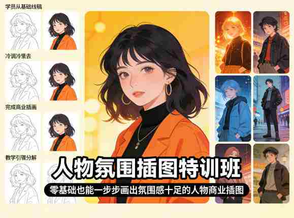 人物氛围插图特训班,零基础也能一步步画出氛围感十足的人物商业插图-OG资源站