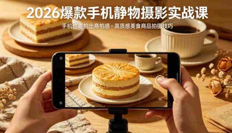 2026爆款手机静物摄影实战课,手机也能拍出商拍感,学会拍出高质感美食商品-OG资源站