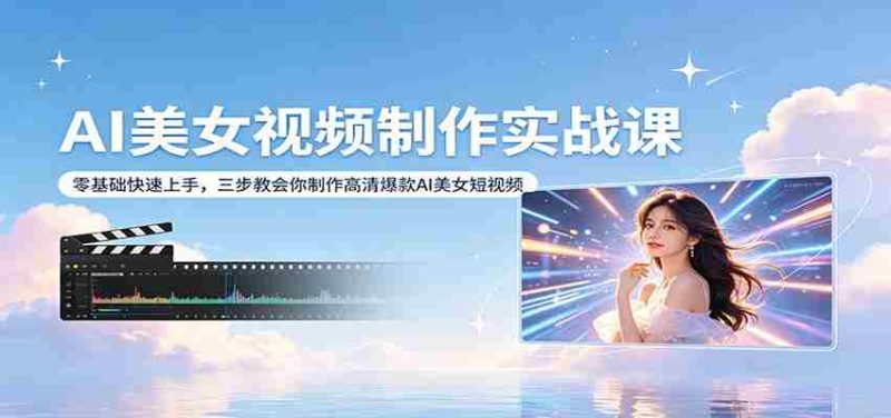 AI美女视频制作实战课：零基础快速上手，三步教会你制作高清爆款AI美女短视频-OG资源站
