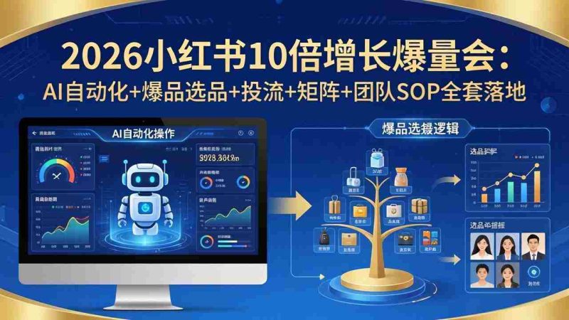 （17964期）2026小红书10倍增长爆量会：AI自动化+爆品选品+投流+矩阵+团队SOP全套落地-OG资源站